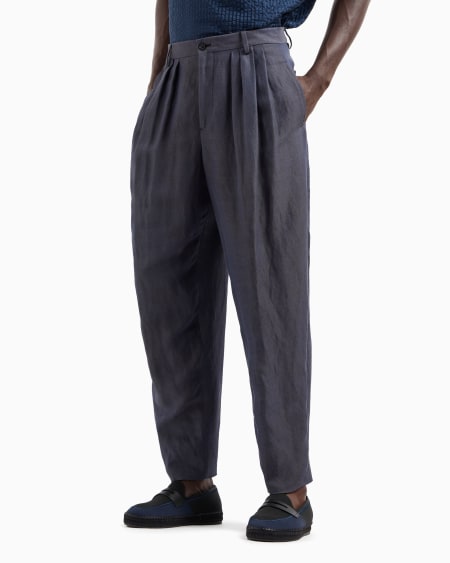 A|x Armani Exchange Linen And Viscose Twill Two-pleat Trousers