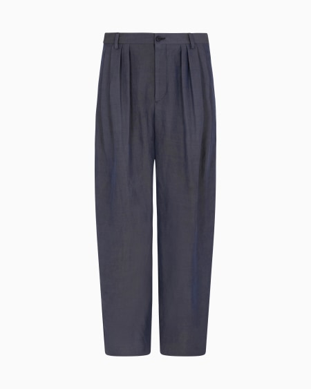 a|x armani exchange Linen and viscose twill two-pleat trousers