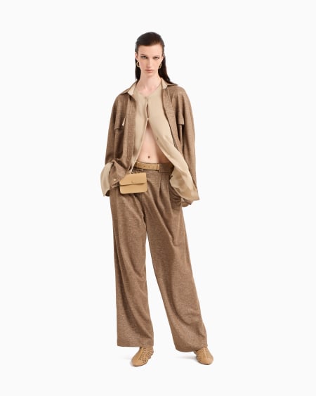 A|x Armani Exchange Linen Blend Jersey Wide Trousers