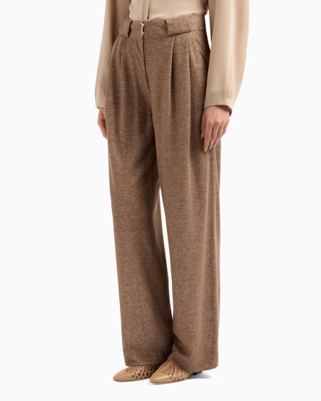 A|x Armani Exchange Linen Blend Jersey Wide Trousers