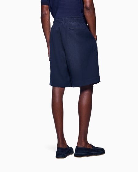 A|x Armani Exchange Linen Canvas Flat-front Bermuda Shorts