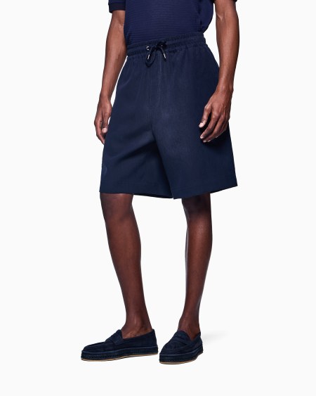 A|x Armani Exchange Linen Canvas Flat-front Bermuda Shorts