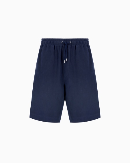 a|x armani exchange Linen canvas flat-front Bermuda shorts