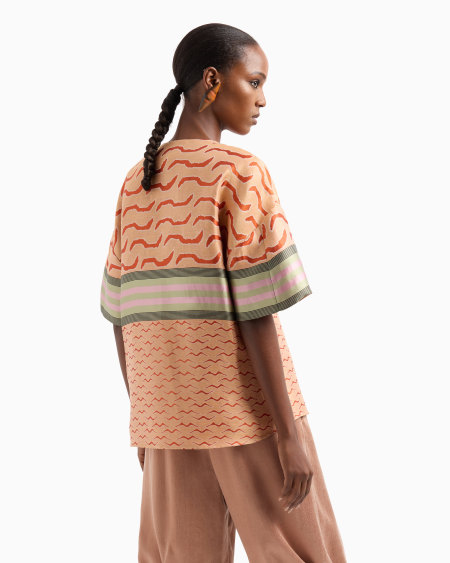 A|x Armani Exchange Linen Cotton And Silk-blend Jacquard Shirt