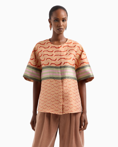 A|x Armani Exchange Linen Cotton And Silk-blend Jacquard Shirt