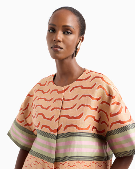 A|x Armani Exchange Linen Cotton And Silk-blend Jacquard Shirt