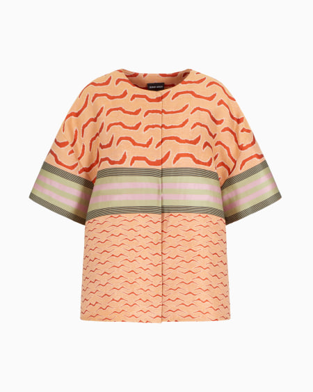 a|x armani exchange Linen cotton and silk-blend jacquard shirt