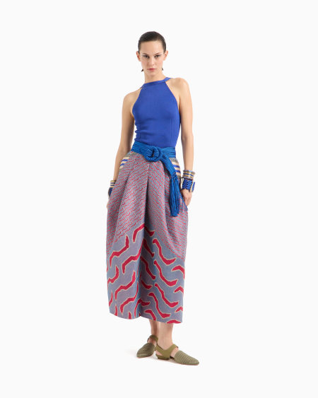 A|x Armani Exchange Linen Cotton And Silk Jacquard Midi Skirt