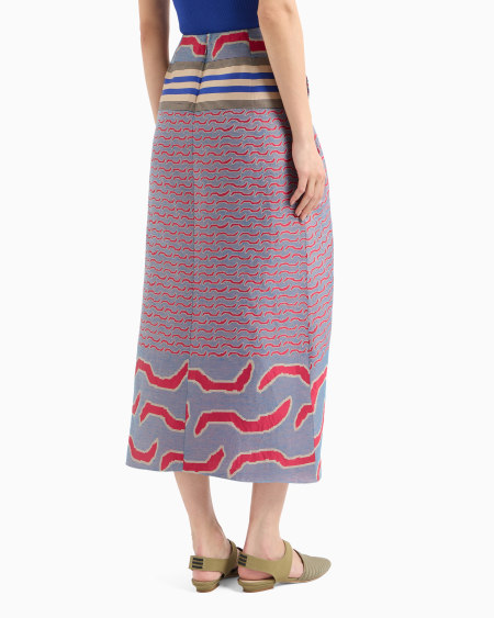 A|x Armani Exchange Linen Cotton And Silk Jacquard Midi Skirt