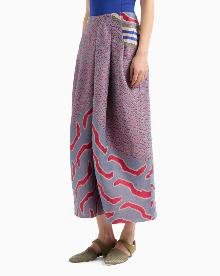 A|x Armani Exchange Linen Cotton And Silk Jacquard Midi Skirt