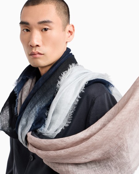 A|x Armani Exchange Linen Stole With A Gradient Print