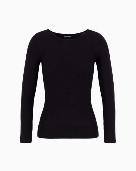 a|x armani exchange Links-stitch viscose long-sleeved jumper