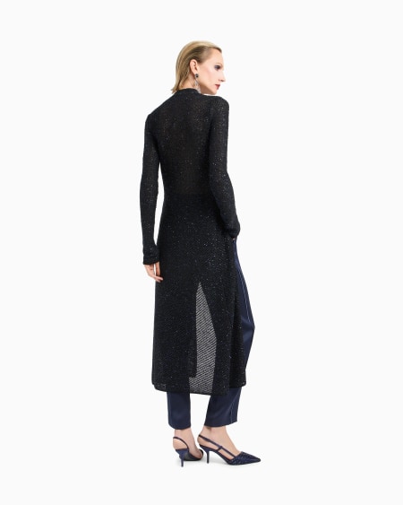 A|x Armani Exchange Long Cardigan In A Metallic Viscose Blend