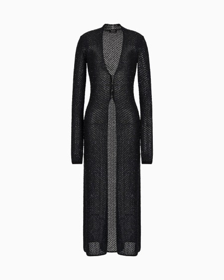 a|x armani exchange Long cardigan in a metallic viscose blend