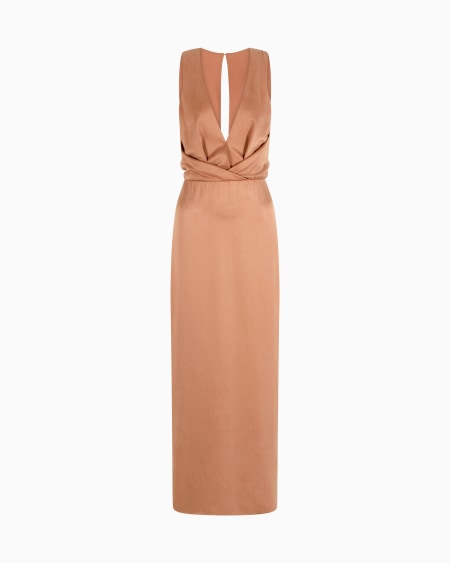 a|x armani exchange Long dress in washed silk and viscose