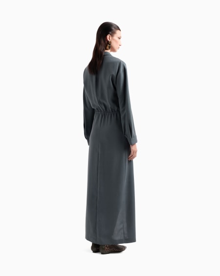 A|x Armani Exchange Long Dress In Washed Silk Shantung