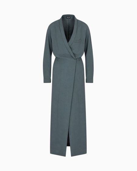 a|x armani exchange Long dress in washed silk shantung