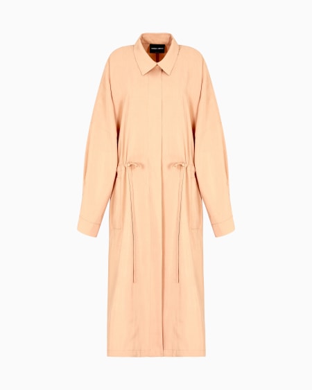 a|x armani exchange Long overcoat in washed technical silk