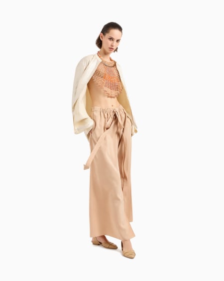 A|x Armani Exchange Long Shirt In Laminated Linen And Viscose