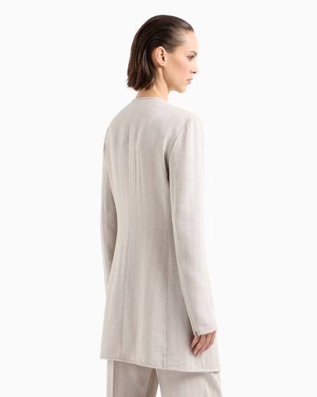 A|x Armani Exchange Long Single-breasted Jacket In Armure Viscose Crêpe