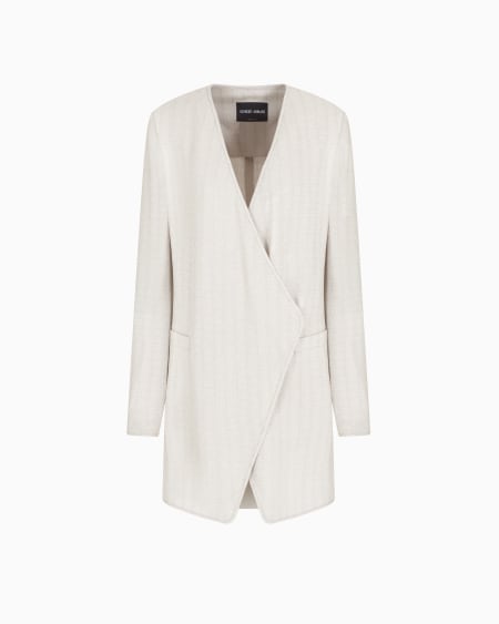 a|x armani exchange Long single-breasted jacket in armure viscose crêpe