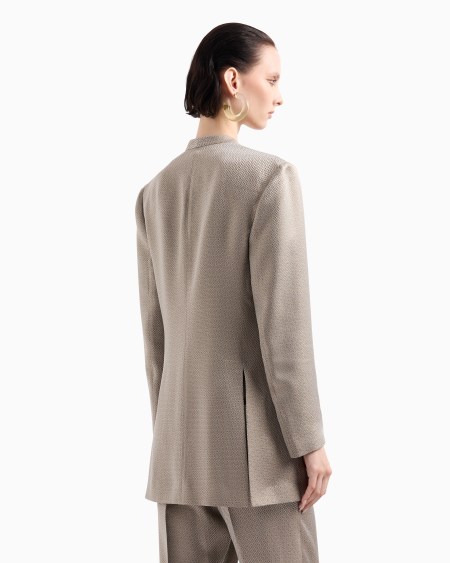 A|x Armani Exchange Long Single-breasted Jacket In Jacquard Viscose And Cupro