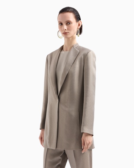 A|x Armani Exchange Long Single-breasted Jacket In Jacquard Viscose And Cupro