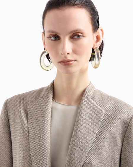 A|x Armani Exchange Long Single-breasted Jacket In Jacquard Viscose And Cupro