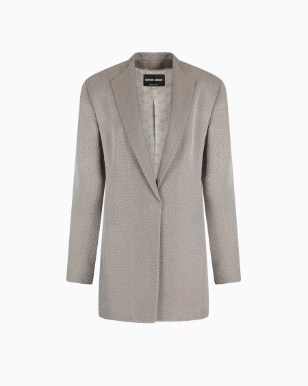 a|x armani exchange Long single-breasted jacket in jacquard viscose and cupro