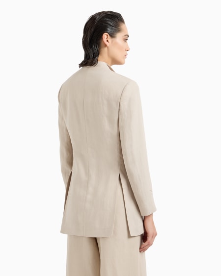 A|x Armani Exchange Long Single-breasted Linen Jacket