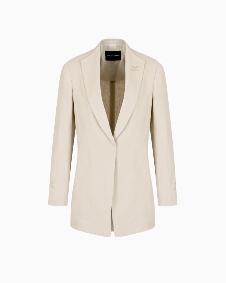 a|x armani exchange Long single-breasted linen jacket