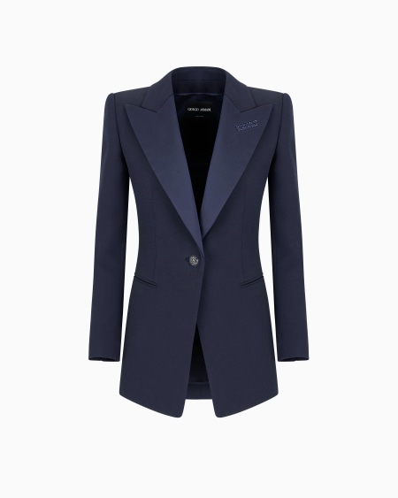 a|x armani exchange Long single-breasted silk jacket