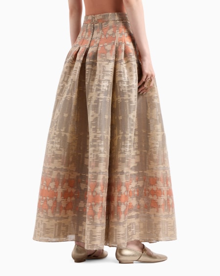A|x Armani Exchange Long Skirt In A Silk Blend Jacquard Canneté