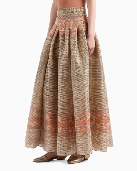 A|x Armani Exchange Long Skirt In A Silk Blend Jacquard Canneté