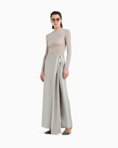 A|x Armani Exchange Long Skirt In Double Silk Satin