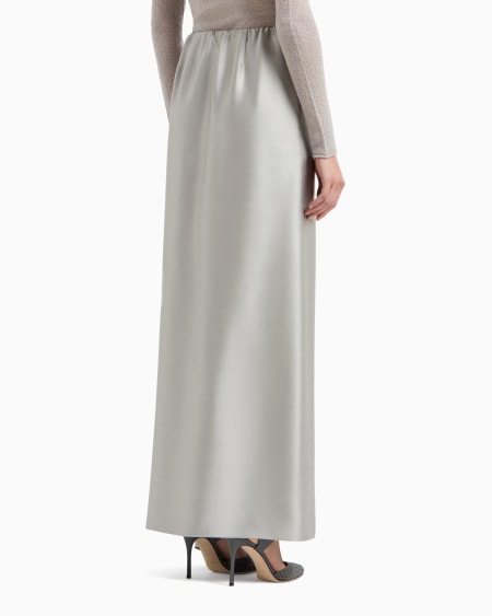 A|x Armani Exchange Long Skirt In Double Silk Satin