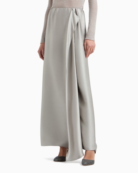 A|x Armani Exchange Long Skirt In Double Silk Satin