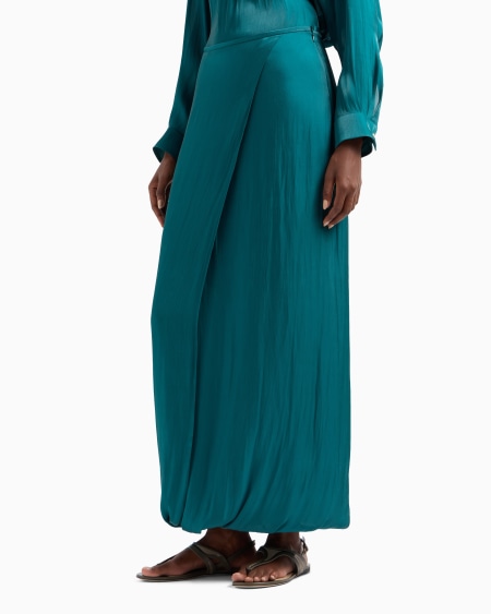 A|x Armani Exchange Long Skirt In Double Silk Satin