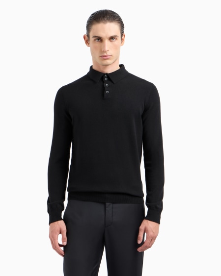 A|x Armani Exchange Long-sleeved Cashmere Polo Shirt