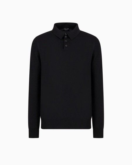 a|x armani exchange Long-sleeved cashmere polo shirt