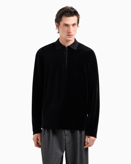 A|x Armani Exchange Long-sleeved Chenille Polo Shirt