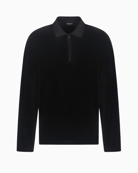 a|x armani exchange Long-sleeved chenille polo shirt
