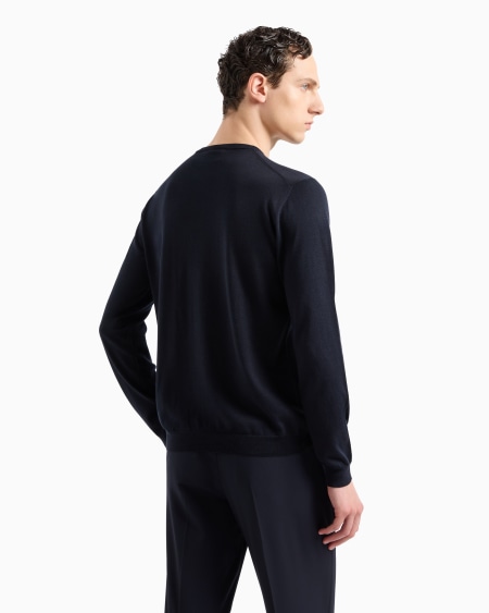 A|x Armani Exchange Long-sleeved Crew-neck Jumper In Silk And Cotton