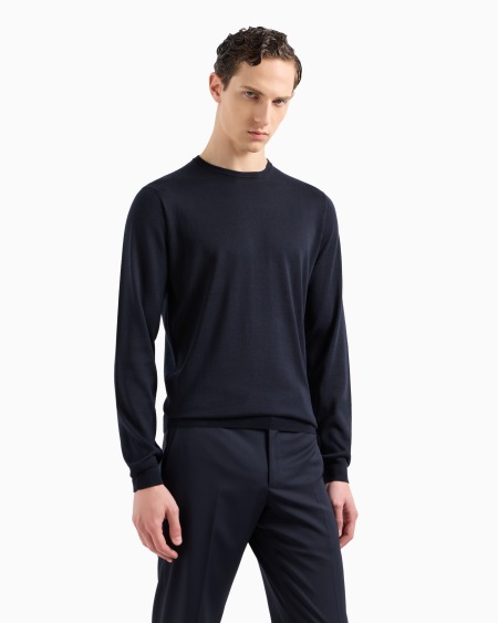 A|x Armani Exchange Long-sleeved Crew-neck Jumper In Silk And Cotton