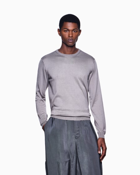 A|x Armani Exchange Long-sleeved Crew-neck Jumper In Silk And Cotton