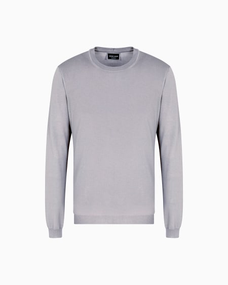 a|x armani exchange Long-sleeved crew-neck jumper in silk and cotton