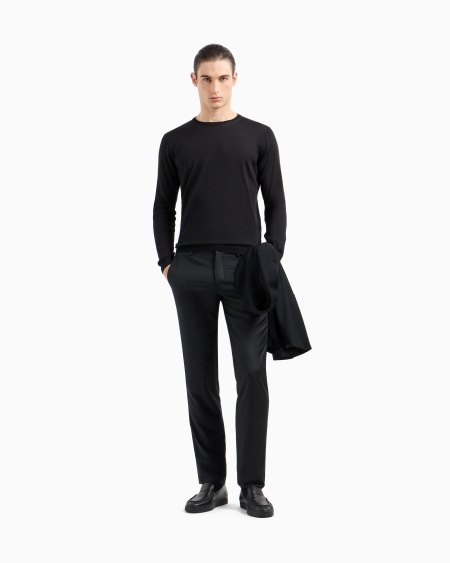 A|x Armani Exchange Long-sleeved Crew-neck Jumper In Silk And Cotton