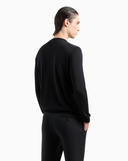 A|x Armani Exchange Long-sleeved Crew-neck Jumper In Silk And Cotton