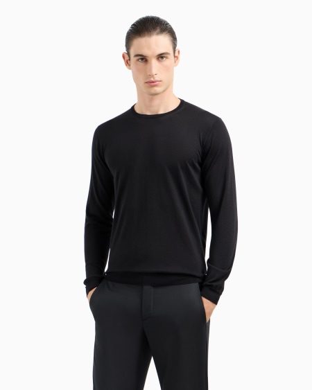 A|x Armani Exchange Long-sleeved Crew-neck Jumper In Silk And Cotton