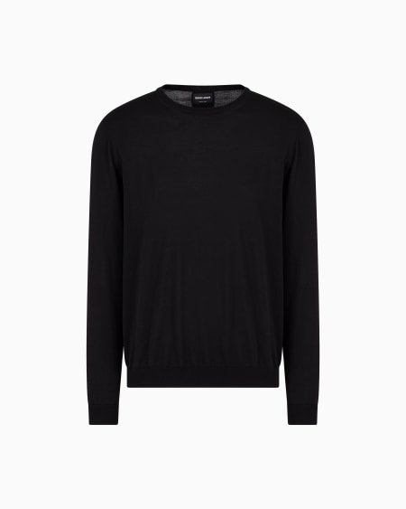 a|x armani exchange Long-sleeved crew-neck jumper in silk and cotton